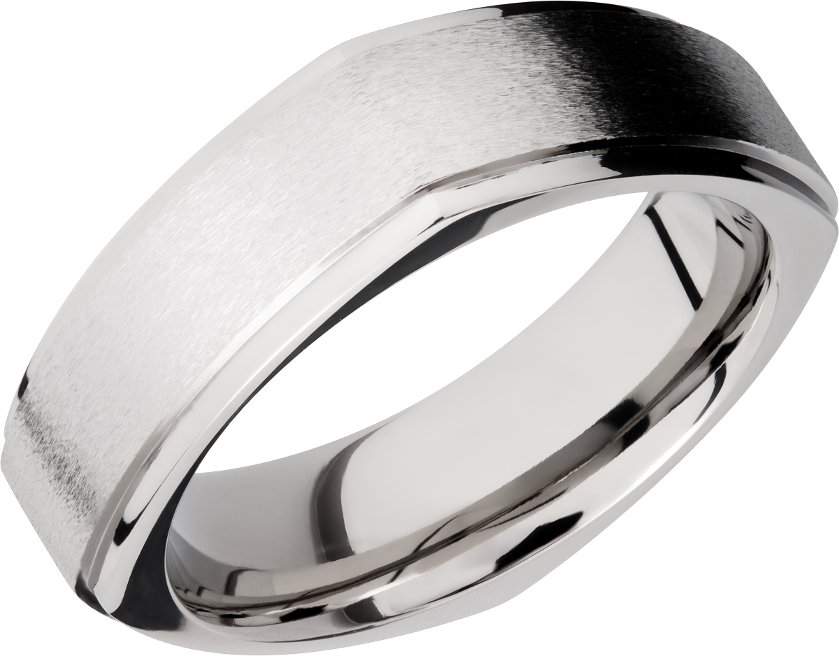 Titanium 7mm flat square band with grooved edges – Seven Oaks Jewelers
