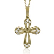 ZP464 Cross Pendant in 14k Gold with Diamonds