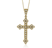 ZP102 Cross Pendant in 14k Gold with Diamonds