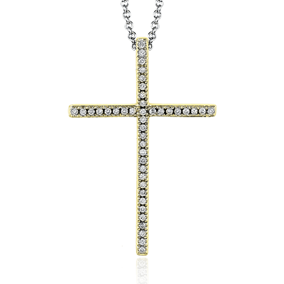 ZP195 Cross Pendant in 14k Gold with Diamonds