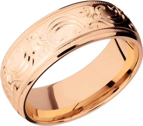 14K Rose gold band with scroll MJBA pattern