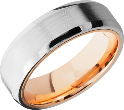 Cobalt chrome 7mm beveled band with a 14K rose gold sleeve