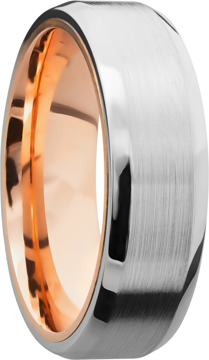 cobalt chrome 7mm beveled band with a 14k rose gold sleeve