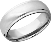 14K White gold domed band with grooved edges