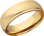 14K Yellow gold 7mm domed band with grooved edges