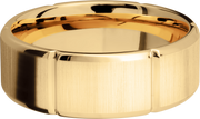 14K Yellow gold 8mm beveled band with six segmented sections