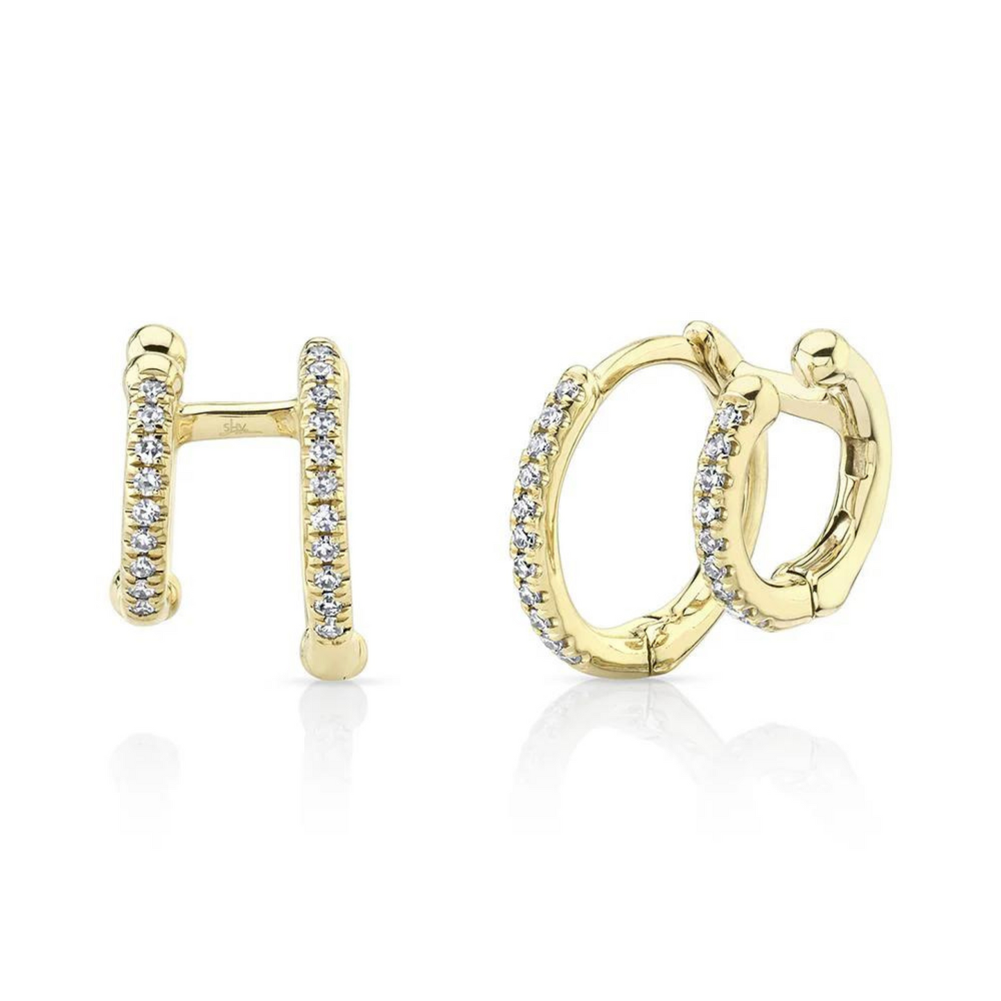 diamond double huggie earring