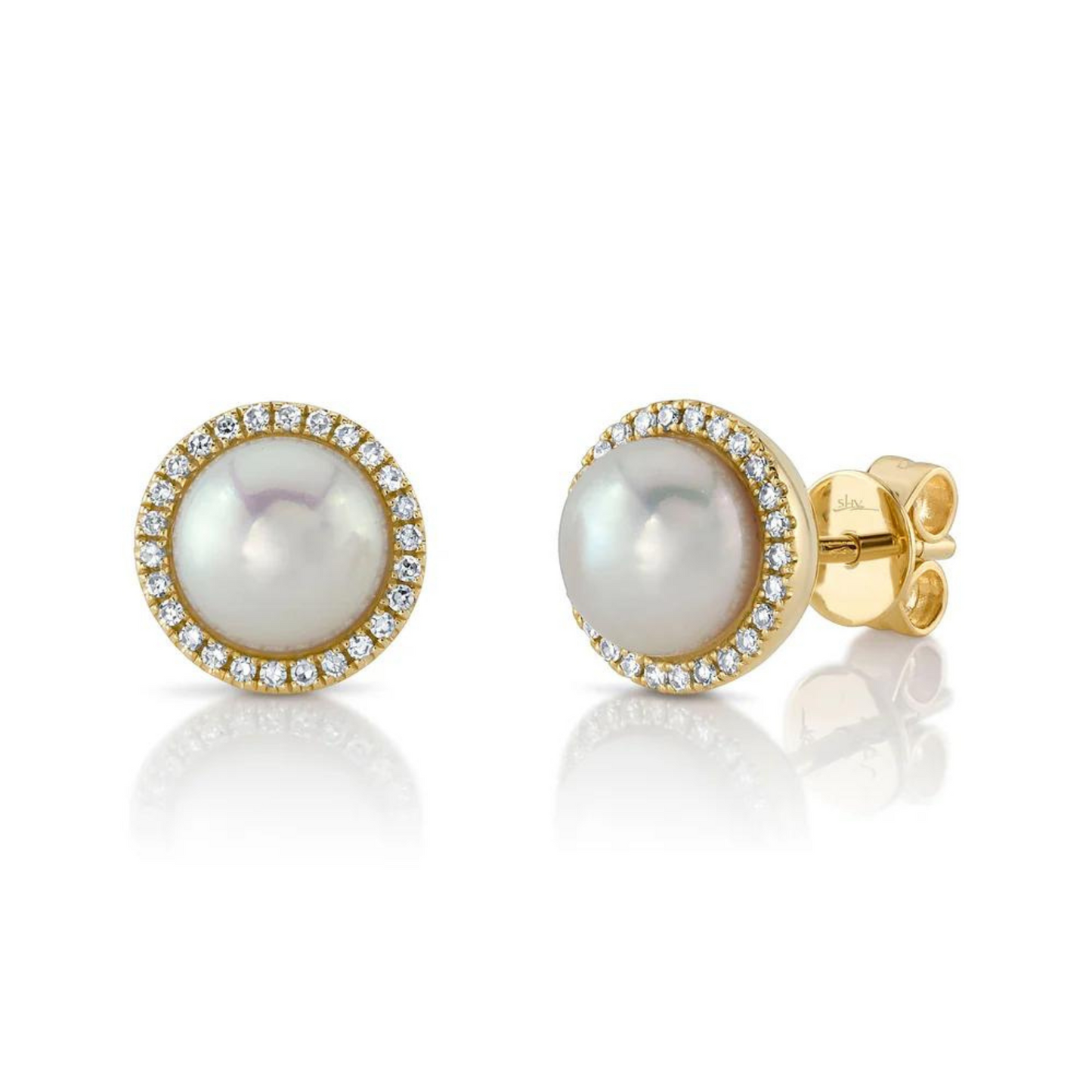 diamond & cultured pearl stud earring