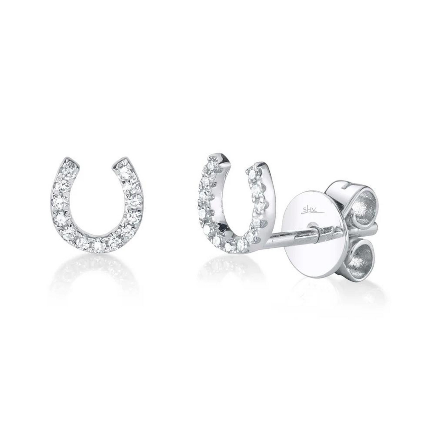 diamond horseshoe stud earring