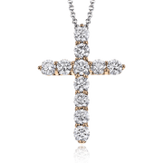 ZP795 Cross Pendant in 14k Gold with Diamonds