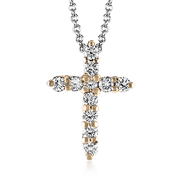 ZP289 Cross Pendant in 14k Gold with Diamonds