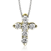 ZP263 Cross Pendant in 14k Gold with Diamonds