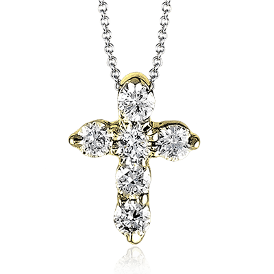 ZP263 Cross Pendant in 14k Gold with Diamonds