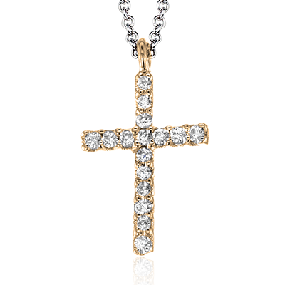 ZP862 Cross Pendant in 14k Gold with Diamonds