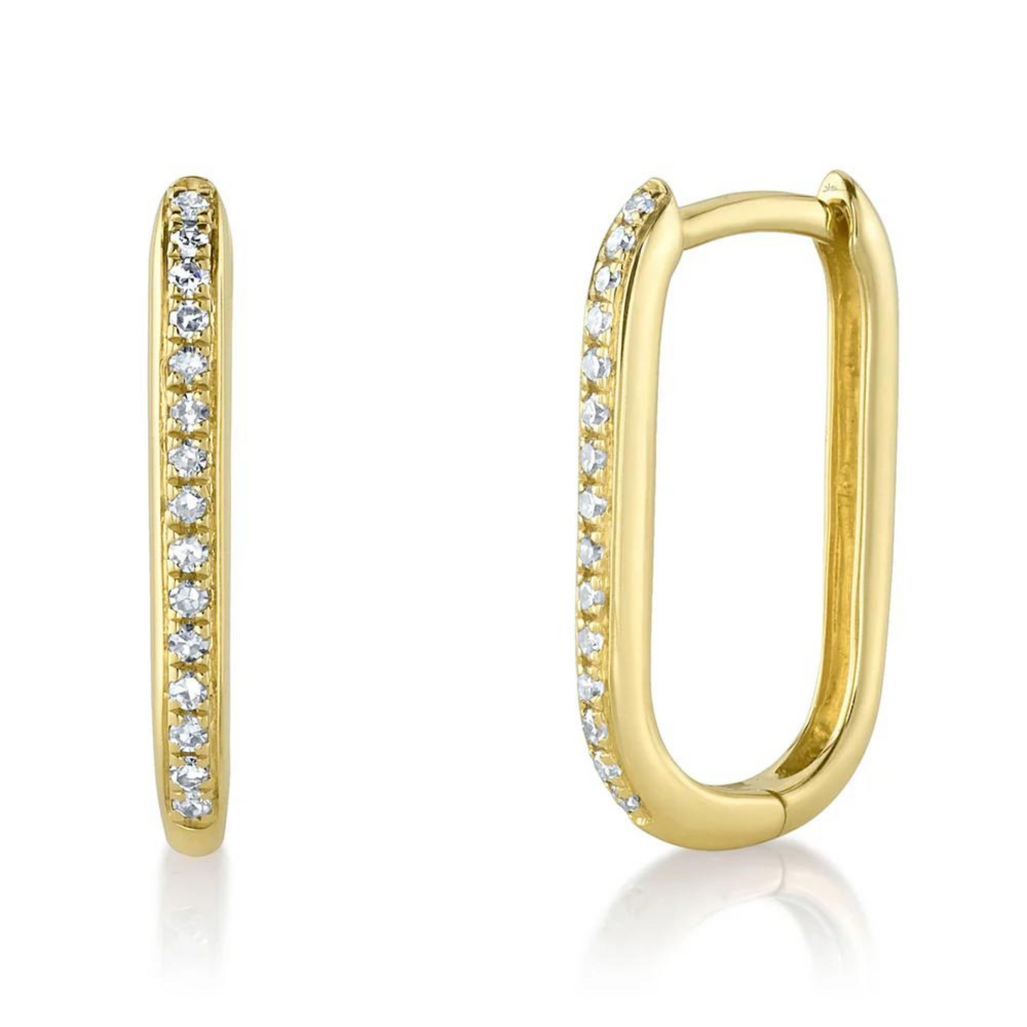 diamond oval hoop earring