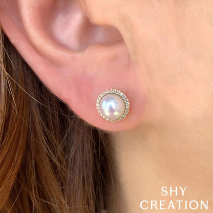 DIAMOND & CULTURED PEARL STUD EARRING