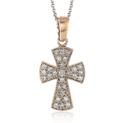 ZP153 Cross Pendant in 14k Gold with Diamonds