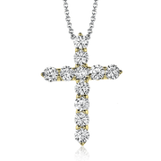 Cross Pendant in 14k Gold with Diamonds