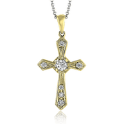 ZP372 Cross Pendant in 14k Gold with Diamonds