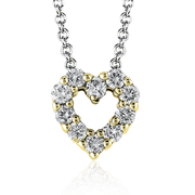 ZP262 Heart Pendant in 14k Gold with Diamonds
