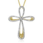 ZP470 Cross Pendant in 14k Gold with Diamonds