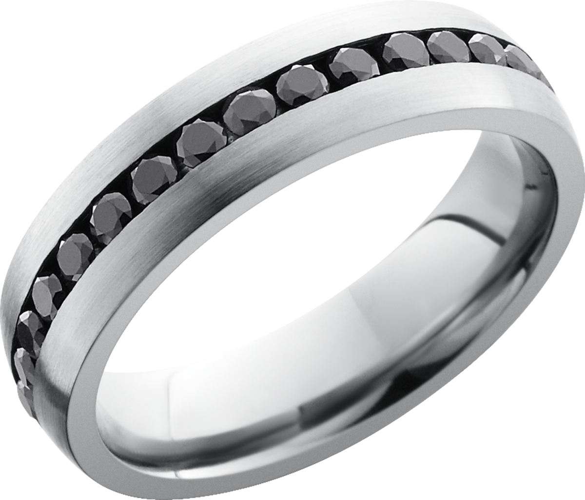 titanium 6mm domed band with .04ct channel-set eternity black diamonds