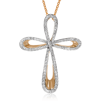 ZP470 Cross Pendant in 14k Gold with Diamonds
