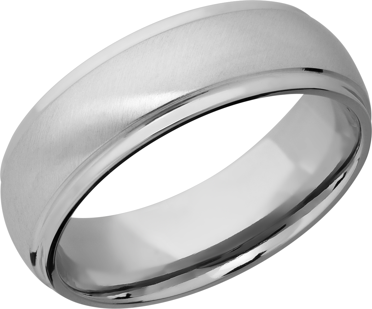 titanium 7mm domed band with grooved edges