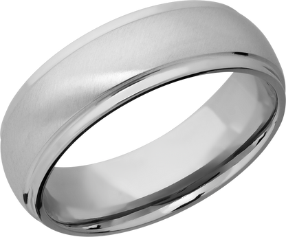 Titanium 7mm domed band with grooved edges