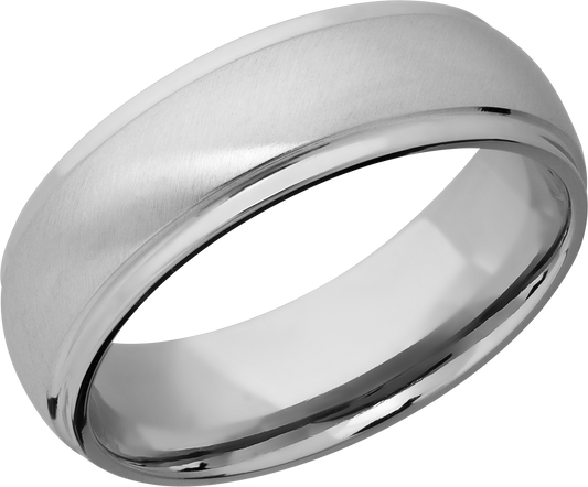 Titanium 7mm domed band with grooved edges