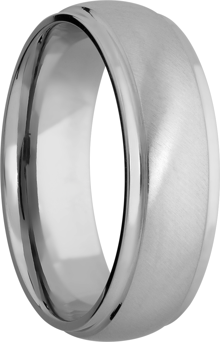 titanium 7mm domed band with grooved edges