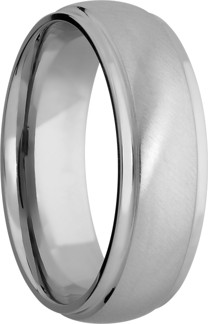 Titanium 7mm domed band with grooved edges