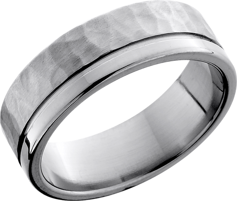 Titanium 7mm flat band with an off-center .5mm groove