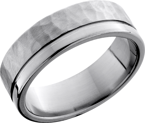 Titanium 7mm flat band with an off-center .5mm groove