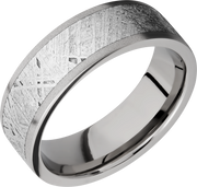Titanium 7mm flat band with an inlay of authentic Gibeon Meteorite
