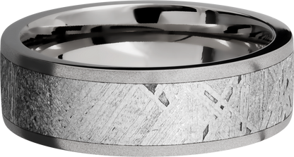 Titanium 7mm flat band with an inlay of authentic Gibeon Meteorite