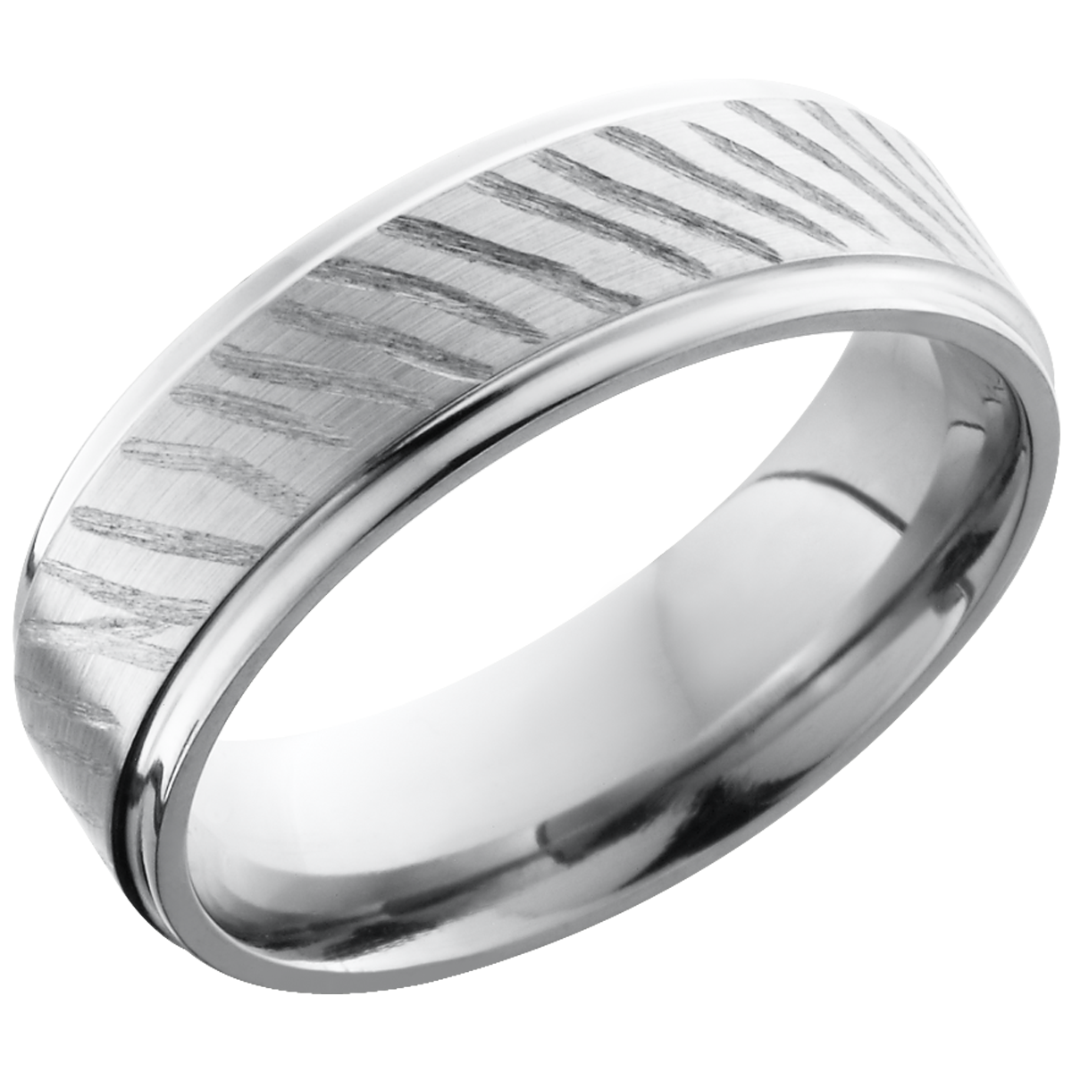 titanium 7mm flat band with grooved edges