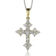 ZP149 Cross Pendant in 14k Gold with Diamonds