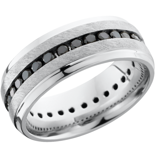 Titanium 8mm beveled band with .04ct channel-set eternity black diamonds