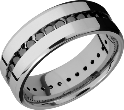 Titanium 8mm beveled band with .04ct channel-set eternity black diamonds