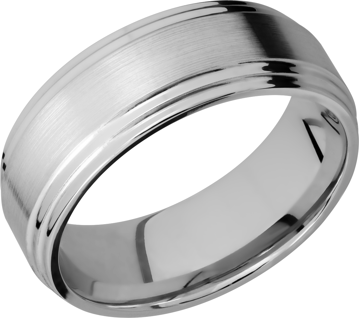 titanium 8mm flat band with two stepped edges