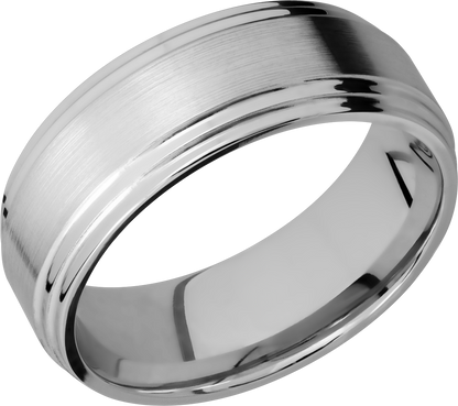 Titanium 8mm flat band with two stepped edges