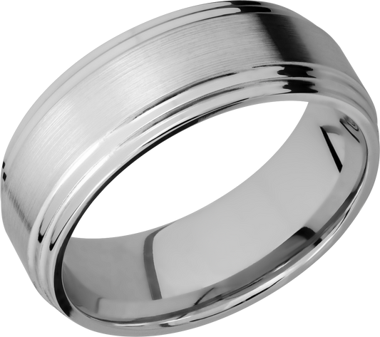 Titanium 8mm flat band with two stepped edges