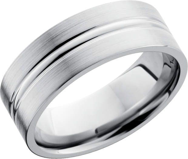 Titanium 8mm flat band with a domed center