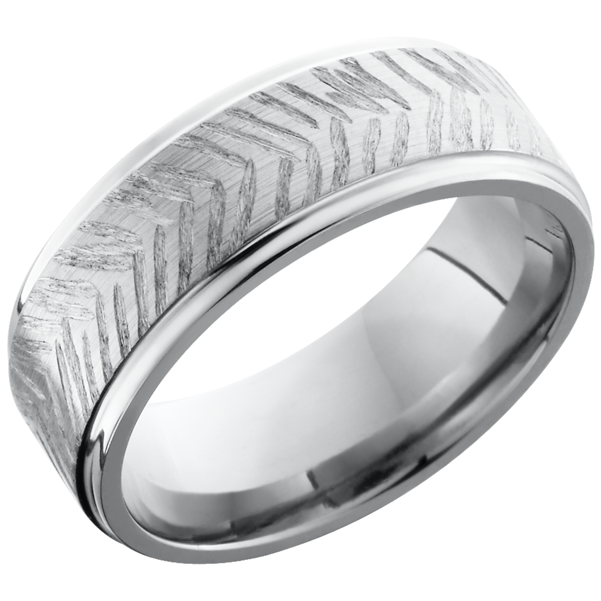 titanium 8mm flat band with grooved edges