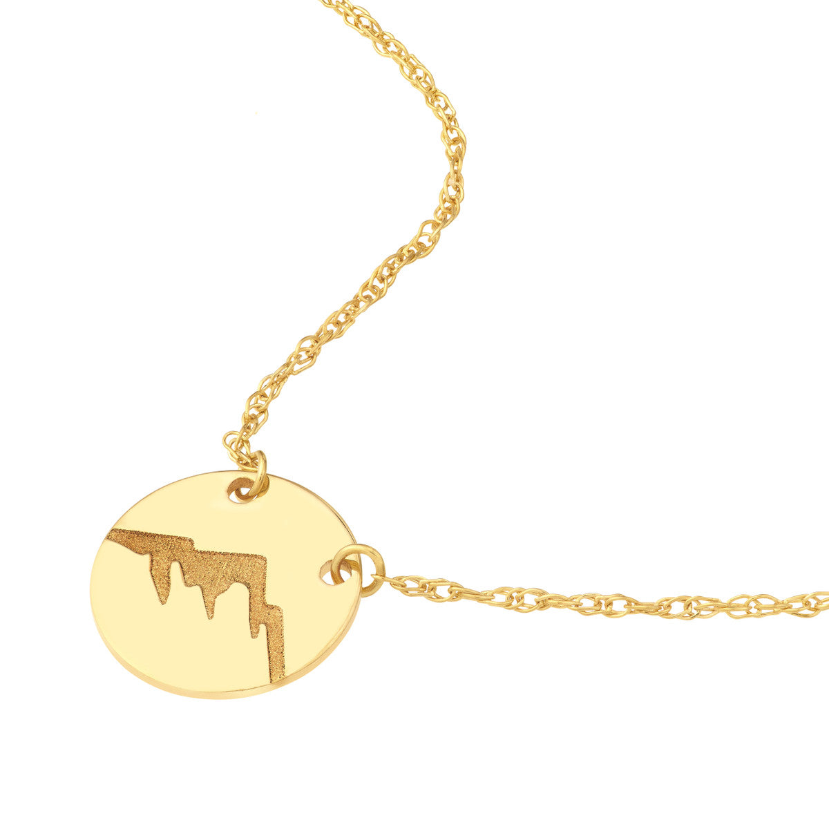 so you etched mountain mini disc adjustable necklace