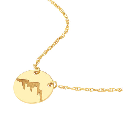 So You Etched Mountain Mini Disc Adjustable Necklace