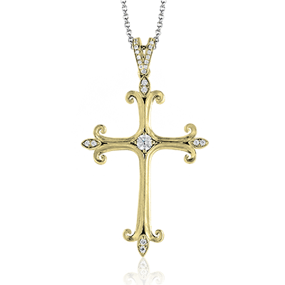 ZP796 Cross Pendant in 14k Gold with Diamonds