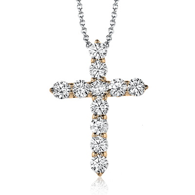 ZP291 Cross Pendant in 14k Gold with Diamonds