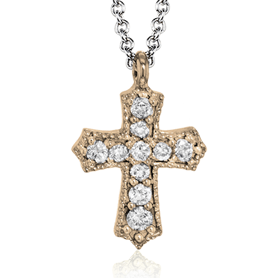 ZP863 Cross Pendant in 14k Gold with Diamonds